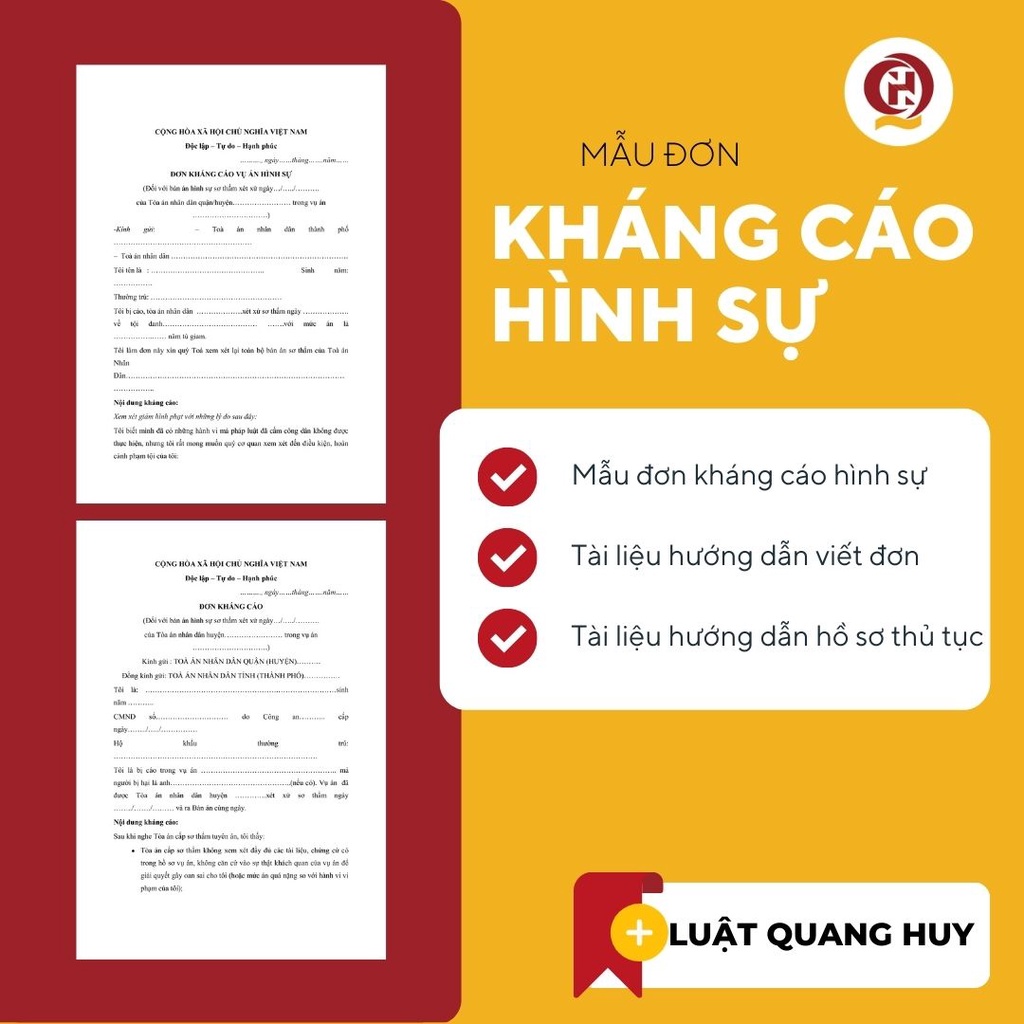 Mẫu đơn kháng cáo vụ án hình sự chuẩn mới nhất