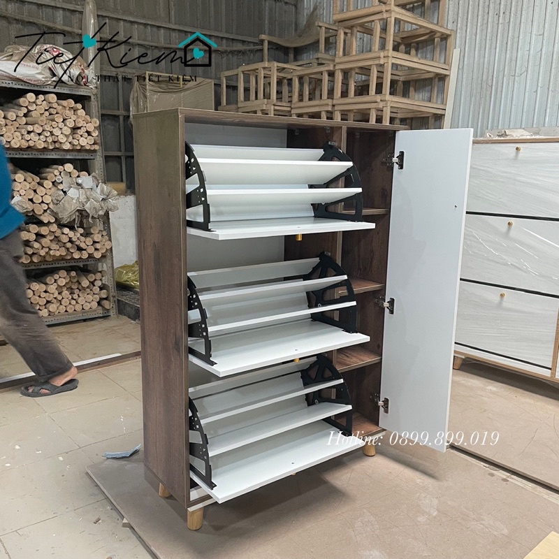 Tủ giày thông minh gỗ Cánh Trắng Tay Nắm Nội Thất Tiết Kiệm đã ráp sẵn tại xưởng FREESHIP HCM TG0029