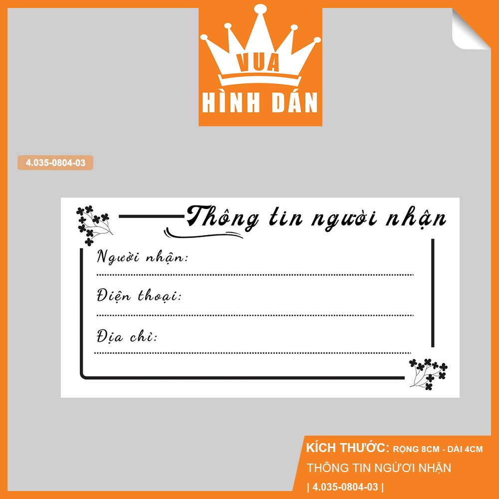 Set 50/100 sticker THÔNG TIN NGƯỜI NHẬN   - tem đa năng nhãn nhận hàng dán lên món quà, đơn hàng, thư từ