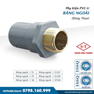 Nối ống PVC ren thau - ren ngoài thau, răng ngoài thau