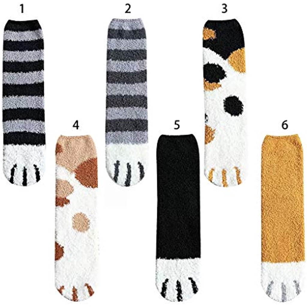 Vớ Nhung San Hô Dày Giữ Ấm Họa Tiết Móng Vuốt Động Vật Hoạt Hình Dễ Thương Cho Nữ