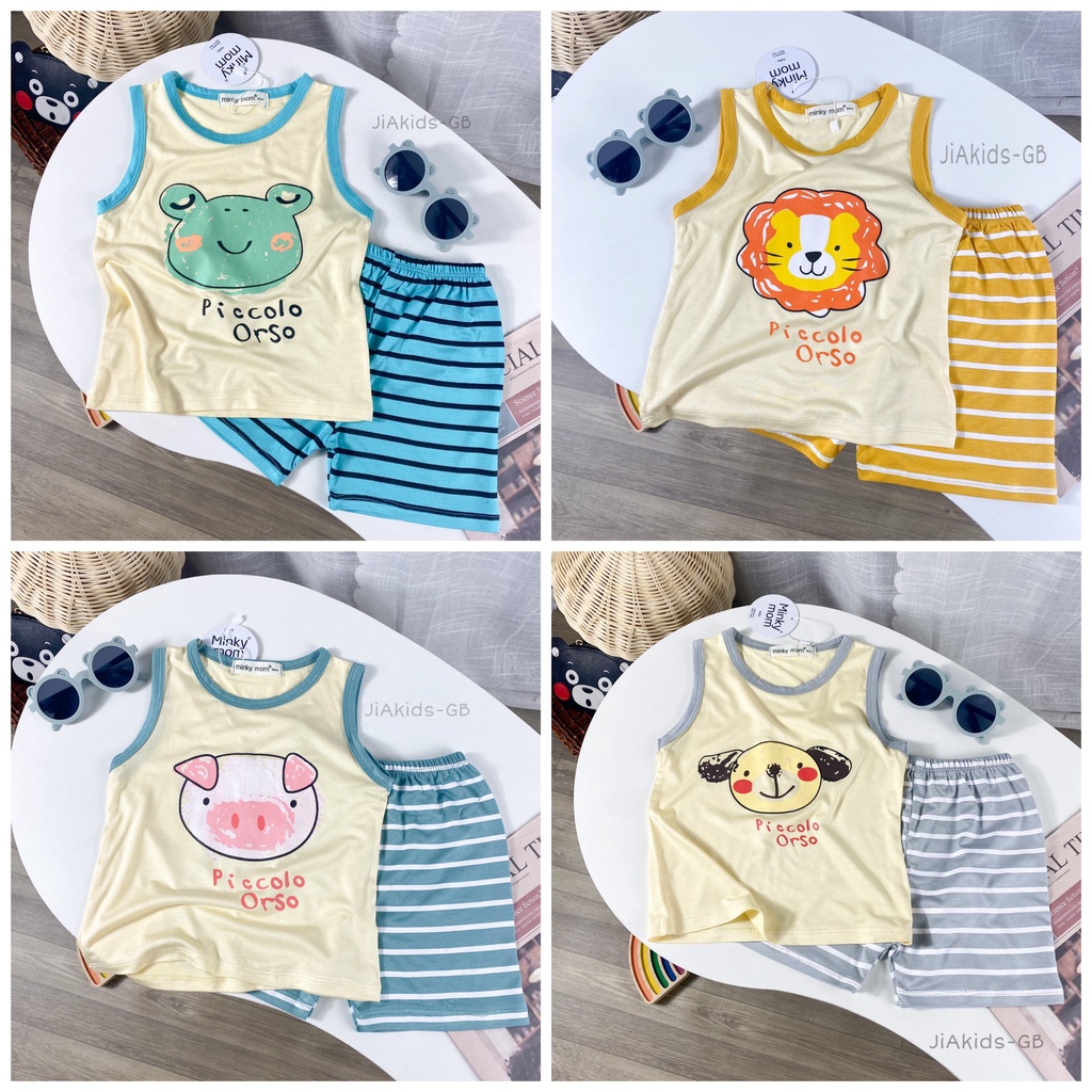 Đồ bộ ba lỗ thun lạnh Minky Mom, áo sát nách quần đùi cho bé trai bé gái mặc ở nhà - Riokids BL0