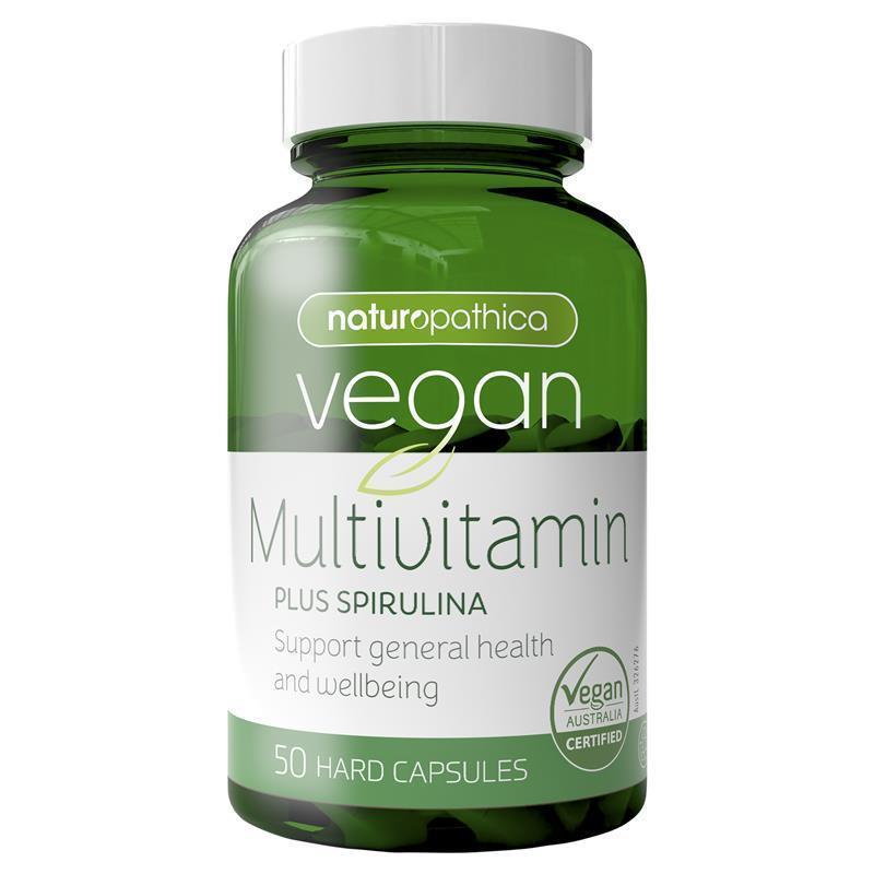 (Hàng Úc) Vitamin tổng hợp thuần chay Naturopathica Vegan Multi Vitamin Plus Spirulina 50 viên