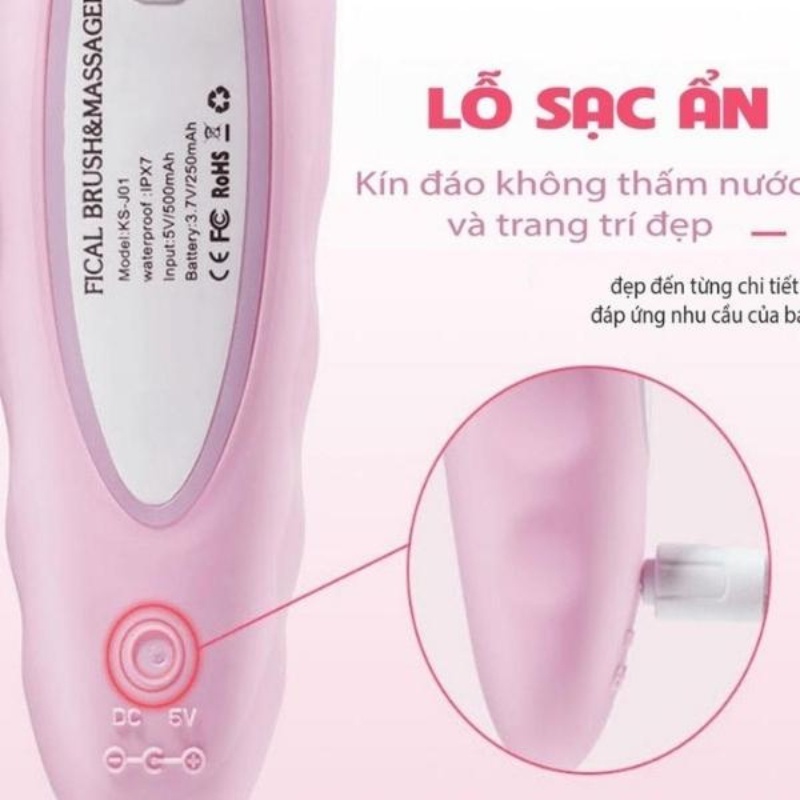 Máy rửa mặt Máy massage mặt silicon siêu sạch 5 cấp độ cao cấp JMK01