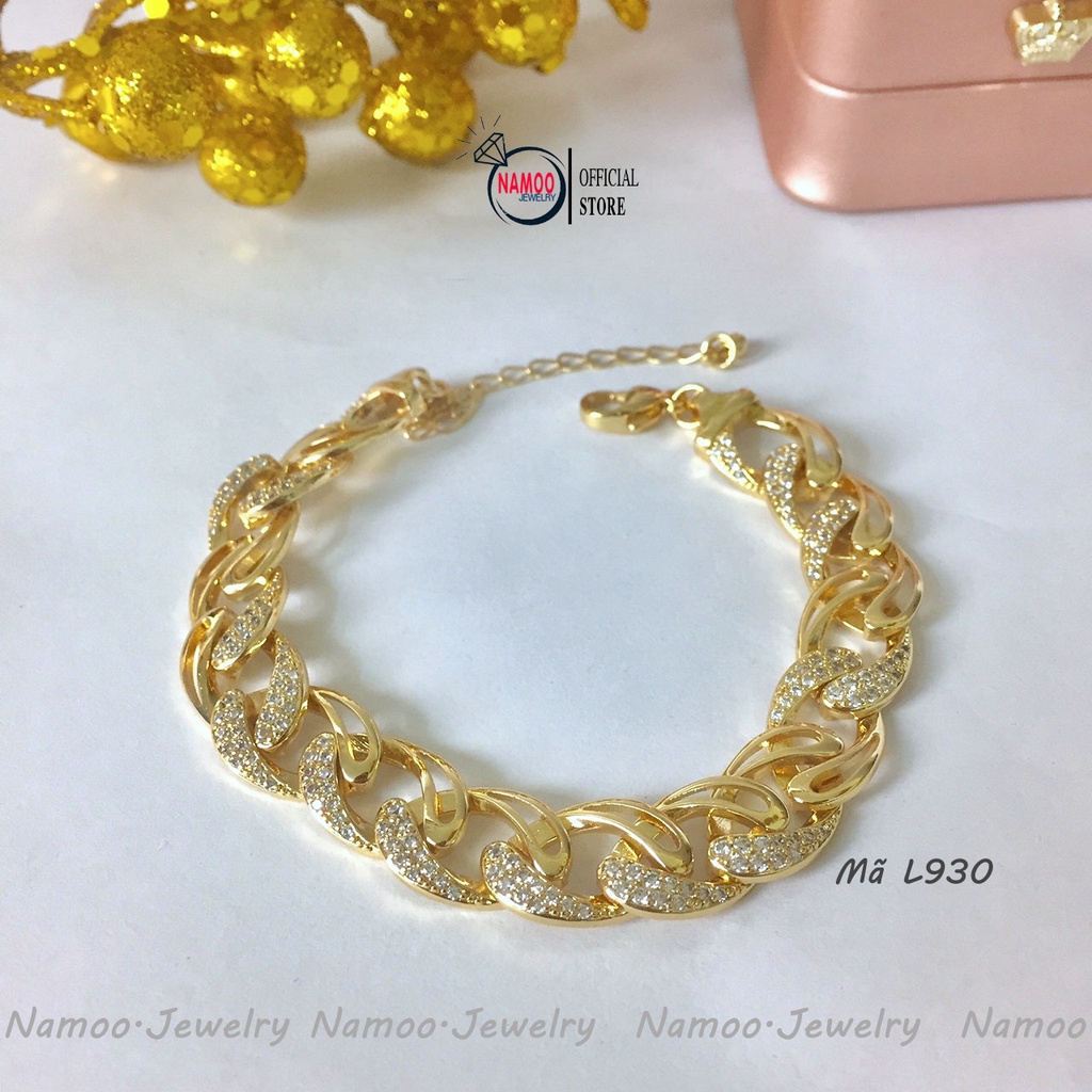 Lắc Tay Nữ Đính Đá Bản Dài L930 Có tăng đơ tăng giảm độ rộng, bền màu bảo hành 6 tháng