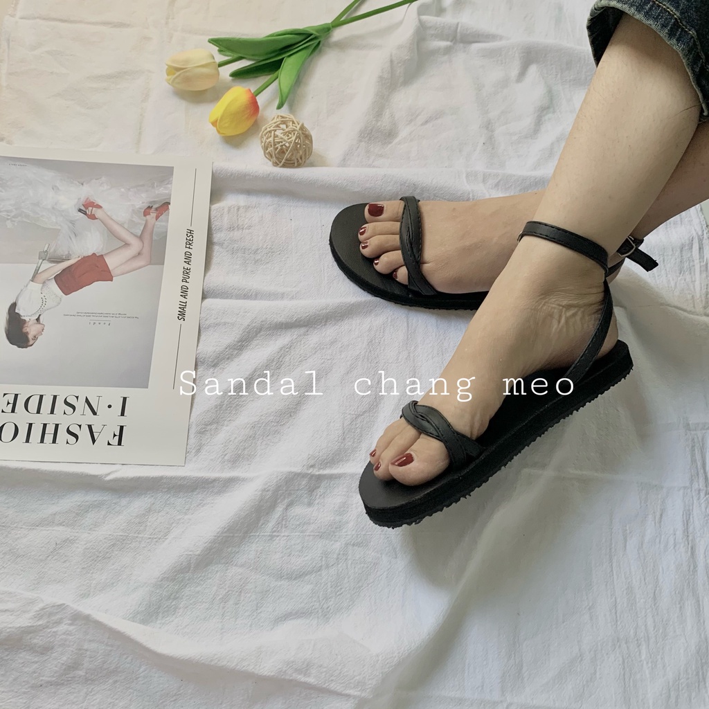 Sandal đen mới đế 1,5cm