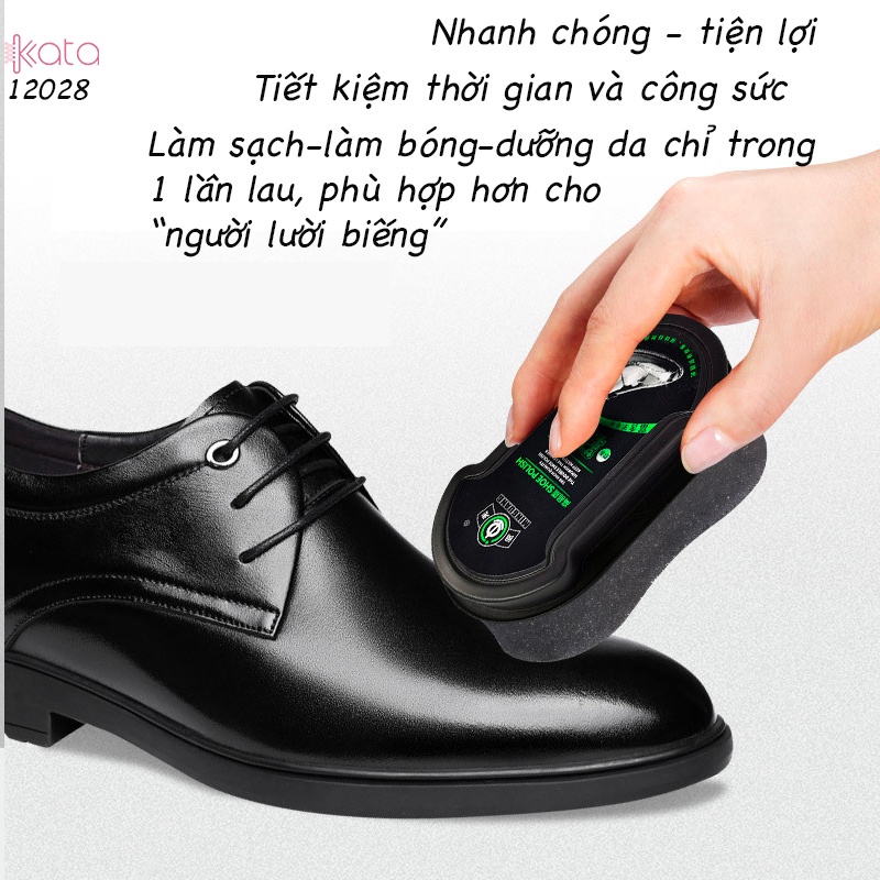 Xi đánh bóng giày nhanh, xi không màu dùng cho nhiều loại da kèm mút chải giày 2 mặt 12028