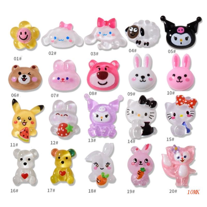 Set 10 Phụ Kiện Trang Trí Móng Tay Hình Gấu 3D Dễ Thương 10MK DIY