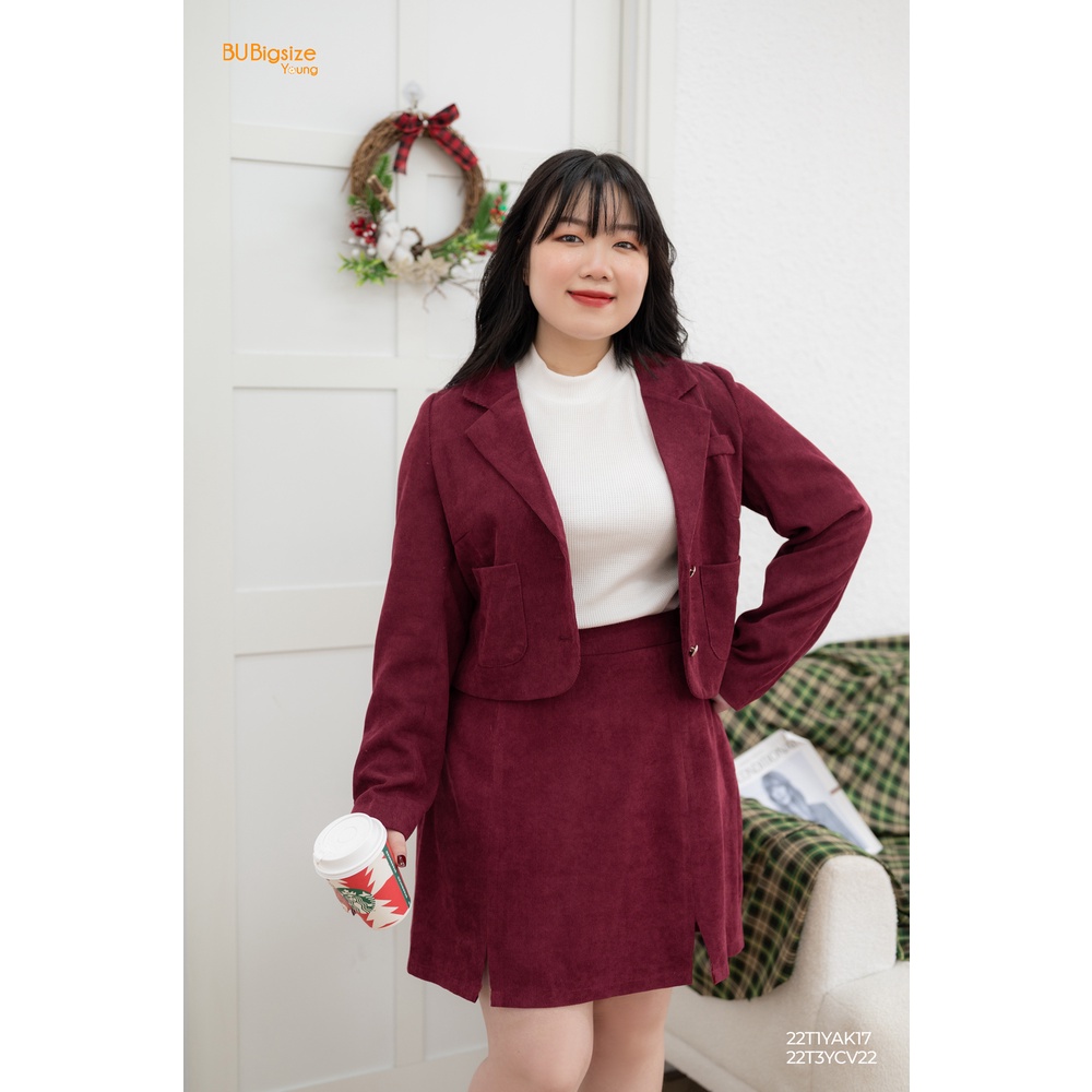 Chân váy xẻ nhung tăm BIGSIZE (55kg đến 95kg) - 22T3YCV22 - [BU Bigsize Young]