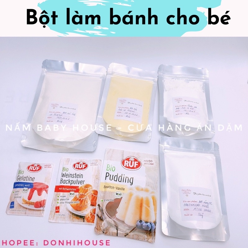 Date 4/2024 |Tách lẻ| Bột hữu cơ làm bánh cho bé, bánh pancake,bánh muffin- bột mì, gelatin, tinh bột bắp