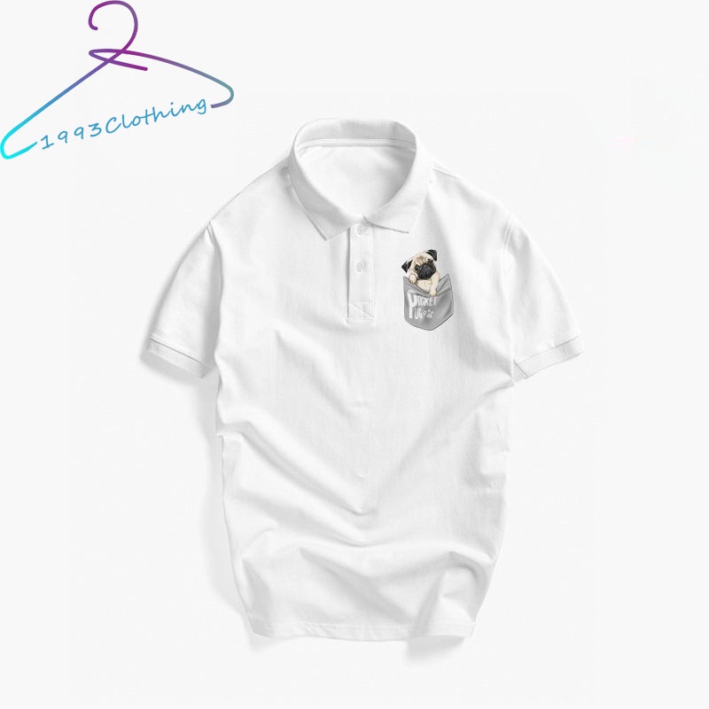 ÁO THUN POLO CẶP IN HÌNH CHÓ MẶT XỆ CỔ TRỤ 2 MÀU TRẮNG ĐEN UNISEX NAM NỮ,1993CLOTHINGG