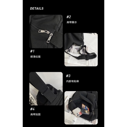 Túi đeo chéo vải canvas có 2 túi hộp thời trang