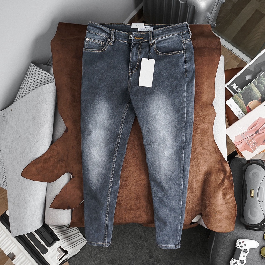 Quần jean nam Denim màu đen wash chất bò xịn hàng xuất khẩu cao cấp