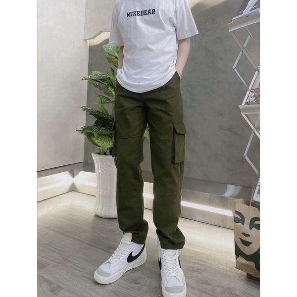 quần kaki túi hộp màu xanh rêu unisex (sp kèm ảnh thật ) | BigBuy360 - bigbuy360.vn