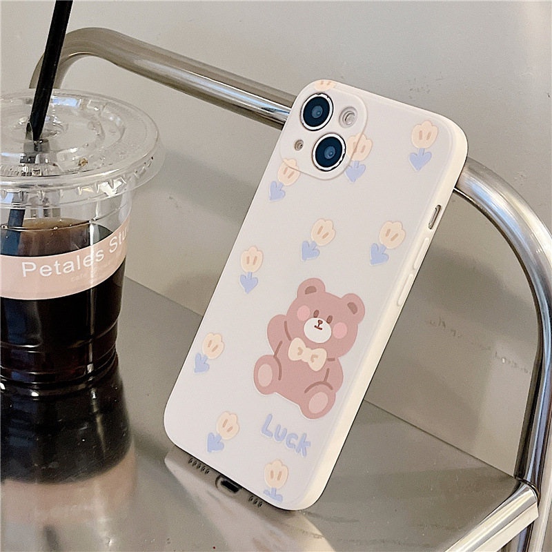 Ốp Điện Thoại Dẻo Họa Tiết Chú Gấu Vui Nhộn Cho iPhone 14 11 12 13 Pro Max 13 Mini X XR Xs Max 7 8 Plus SE 2022