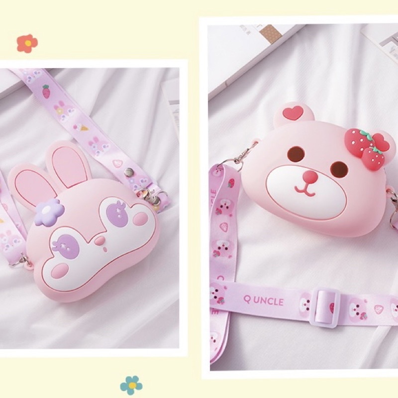 Trẻ Em Silicone Tiền, Túi Hoạt Hình Dễ Thương Thỏ Xingdelu Một Vai Bé Trai Và Bé Gái Sứ Giả Lưu Trữ Túi Đa Năng