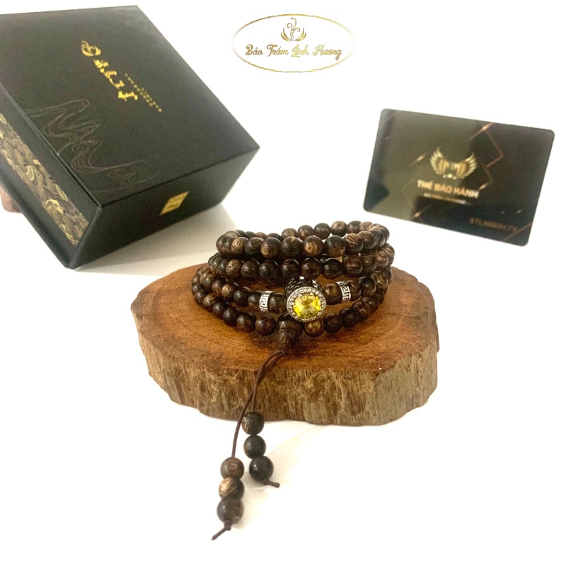 Vòng Tay Trầm Hương Mix Charm Bạc Chuỗi 108 Hạt Đeo Cổ Tự Nhiên 4 6 8ly - BẢO TRẦM LINH HƯƠNG Quà Tặng Nam Nữ - 108 Sánh