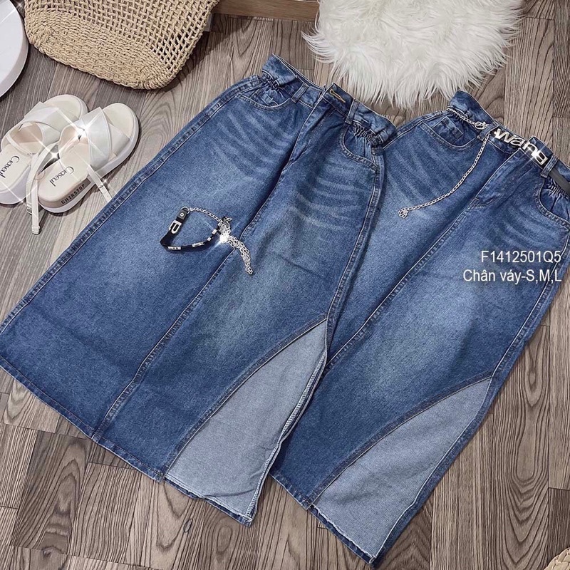 Chân váy jean khoét rộng bên TT1412