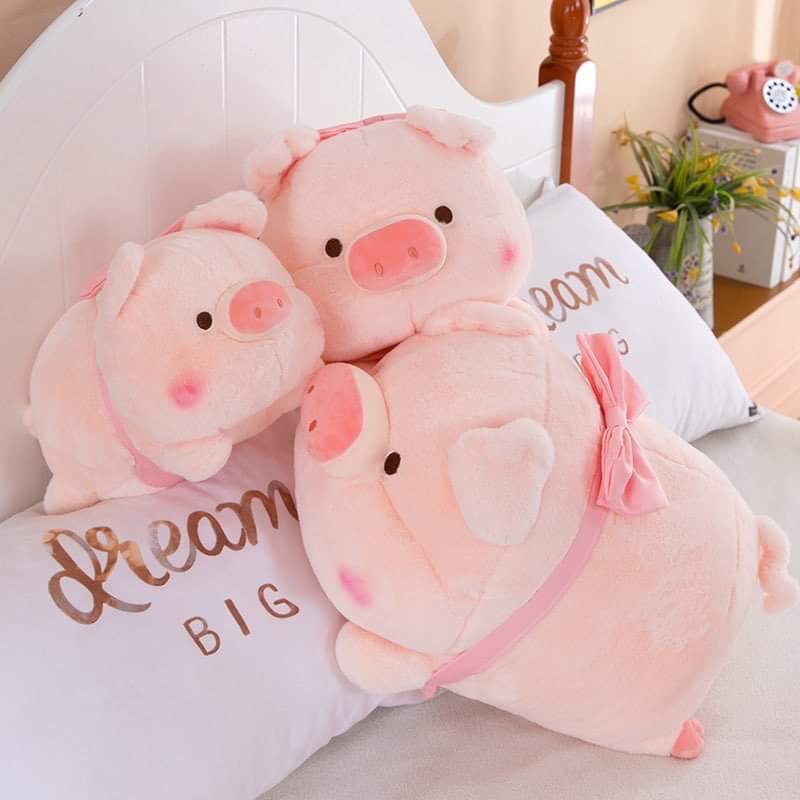 HEO BÔNG ĐEO NƠ DÁNG NẰM DỄ THƯƠNG