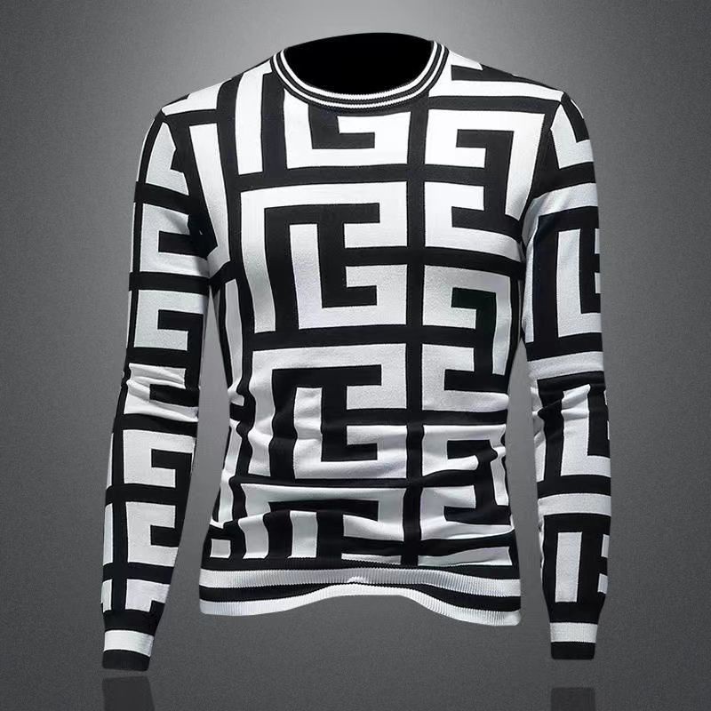 Áo thun dài tay cổ tròn in họa tiết cá tính thời trang thu đông dành cho nam