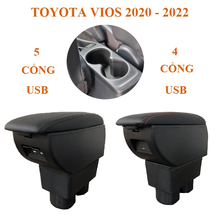 [BH 6 THÁNG] Hộp tỳ tay ô tô Toyota Vios 2020-2022 tích hợp cổng USB cao cấp