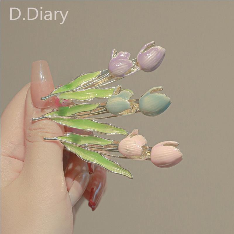 Kẹp Tóc Mái Bằng Kim Loại Hình Hoa Tulip Mini dreamdiary