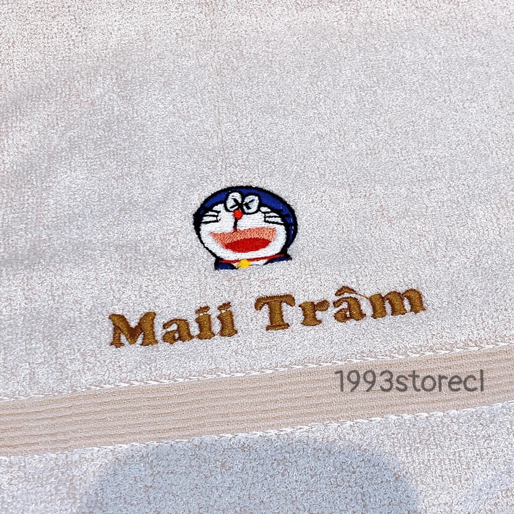 Khăn thêu tên kèm sticker  theo yêu cầu xinh xắn đáng yêu size 30x48cm thích hợp cho bé mầm non đi học