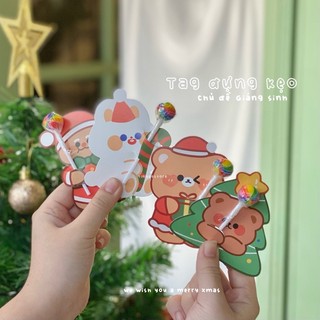 Tag đựng kẹo mút cầu vồng Giáng sinh