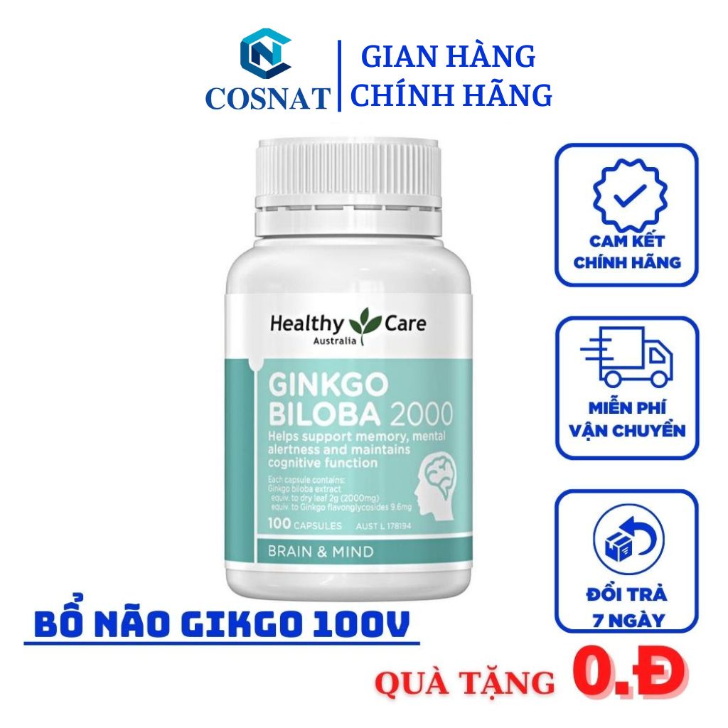 BỔ NÃO Healthy Care Ginkgo Biloba 100 viên SẢN PHẨM NHẬP KHẨU CHĨNH HÃNG