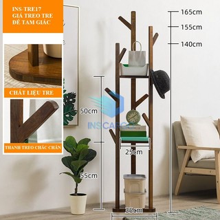 Kệ Carbin, giá treo quần áo bằng tre cao cấp phong cách nhật bản, đẹp sắc nét, đồ tre cao cấp đáy tam giác