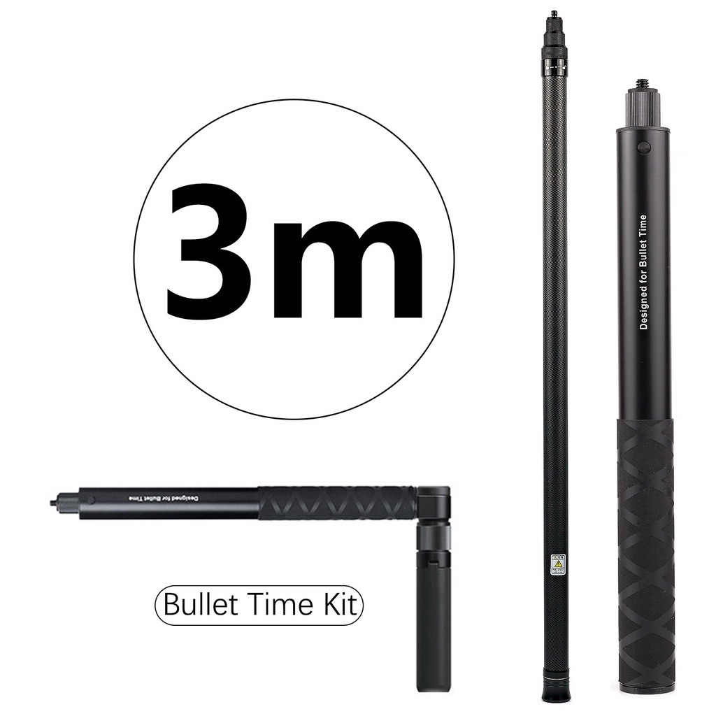 Gậy Tự Sướng 1.2m 3m Bằng Sợi Carbon Có Tay Cầm Xoay Cho Insta360 X3 One X2 OneR GoPro Max