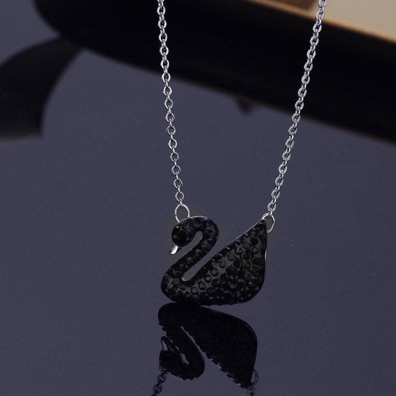 Dây chuyền thiên nga CDE Swan Pendant Black Necklace CDE6041BL - Dây chuyền bạc nữ