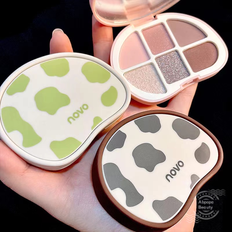 NOVO® 6 màu Bảng phấn mắt sắc độ lấp lánh mềm mượt trang điểm mắt tinh tế không thấm nước 7g