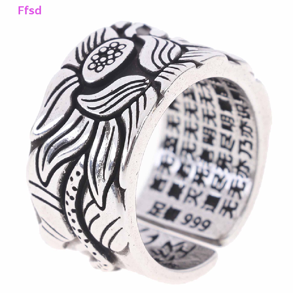{Ffsd} Nhẫn Hở Hình Hoa Sen / Trái Tim Phật Giáo Màu Bạc Cho Nam Sutra * Bán Chạy