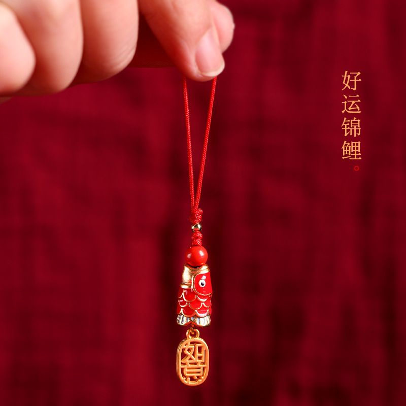 Phong Cách Mới Chúc May Mắn Đỏ Thổ Cẩm Cá Chép Mặt Dây Chuyền Túi Đi Học Mặt Dây Chuyền Trang Trí Di Động Hình Cá Koi May Mắn Chúc Mừng Năm Mới Màu Đỏ Cho Nam Và Nữ