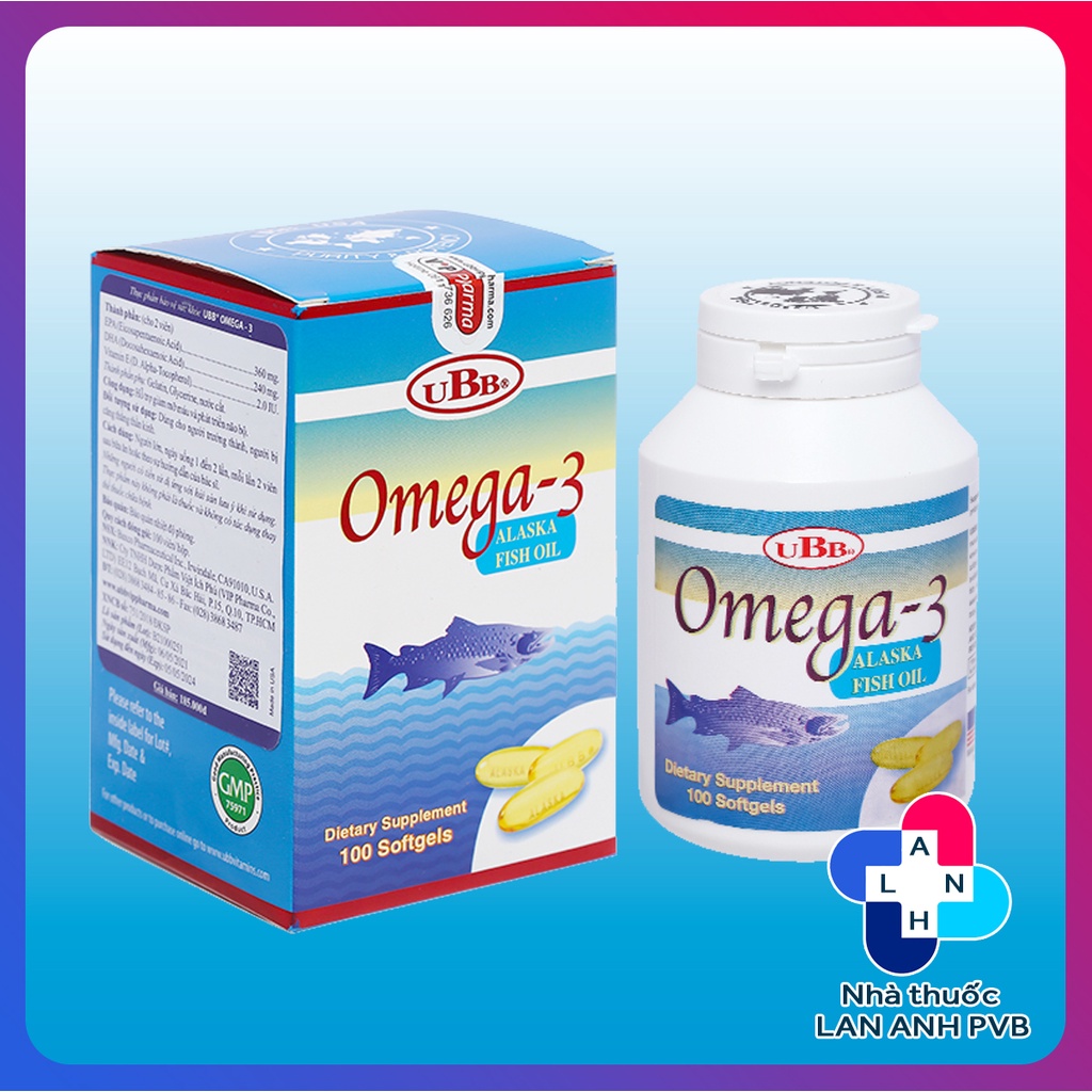 UBB OMEGA 3 (Hàng nhập khẩu - 100 viên) - Viên dầu cá uống bổ sung omega 3.