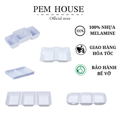 Chén Chấm Hai Ba Ngăn Màu Trắng