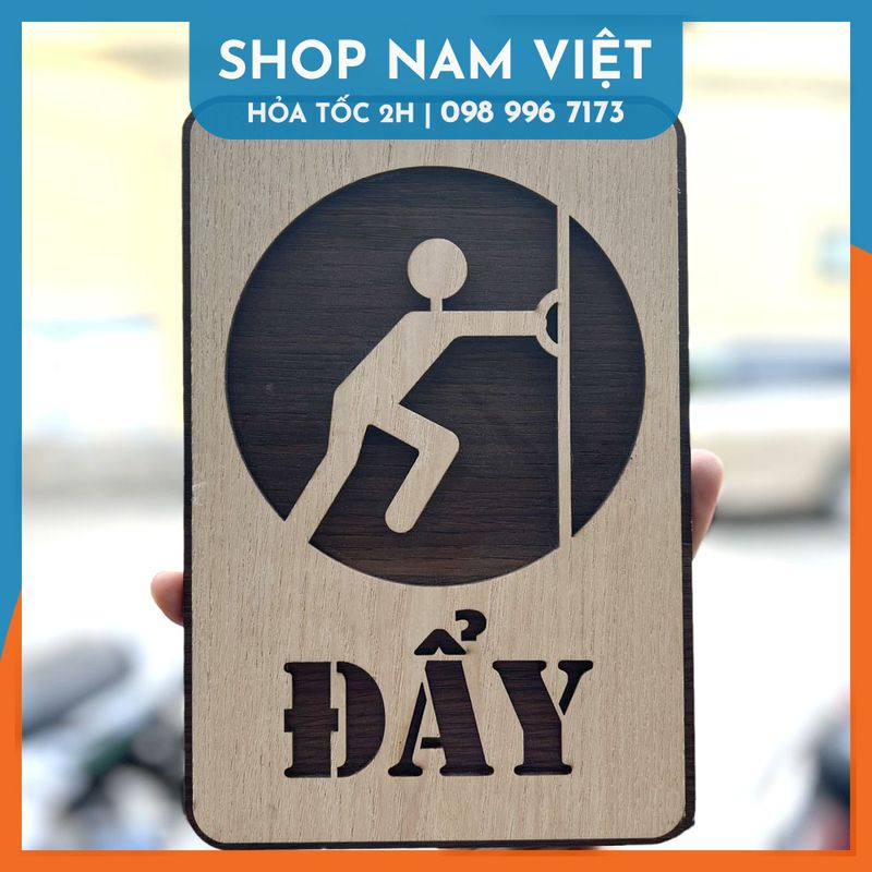 Bảng Gỗ Decor Trang Trí Nhiều Nội Dung Pull, Push, Open, Wifi