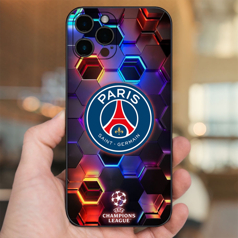 Ốp lưng iPhone 12 Pro Max dẻo đen cạnh vuông in hình CLB Bóng Đá PSG Paris Saint Germain