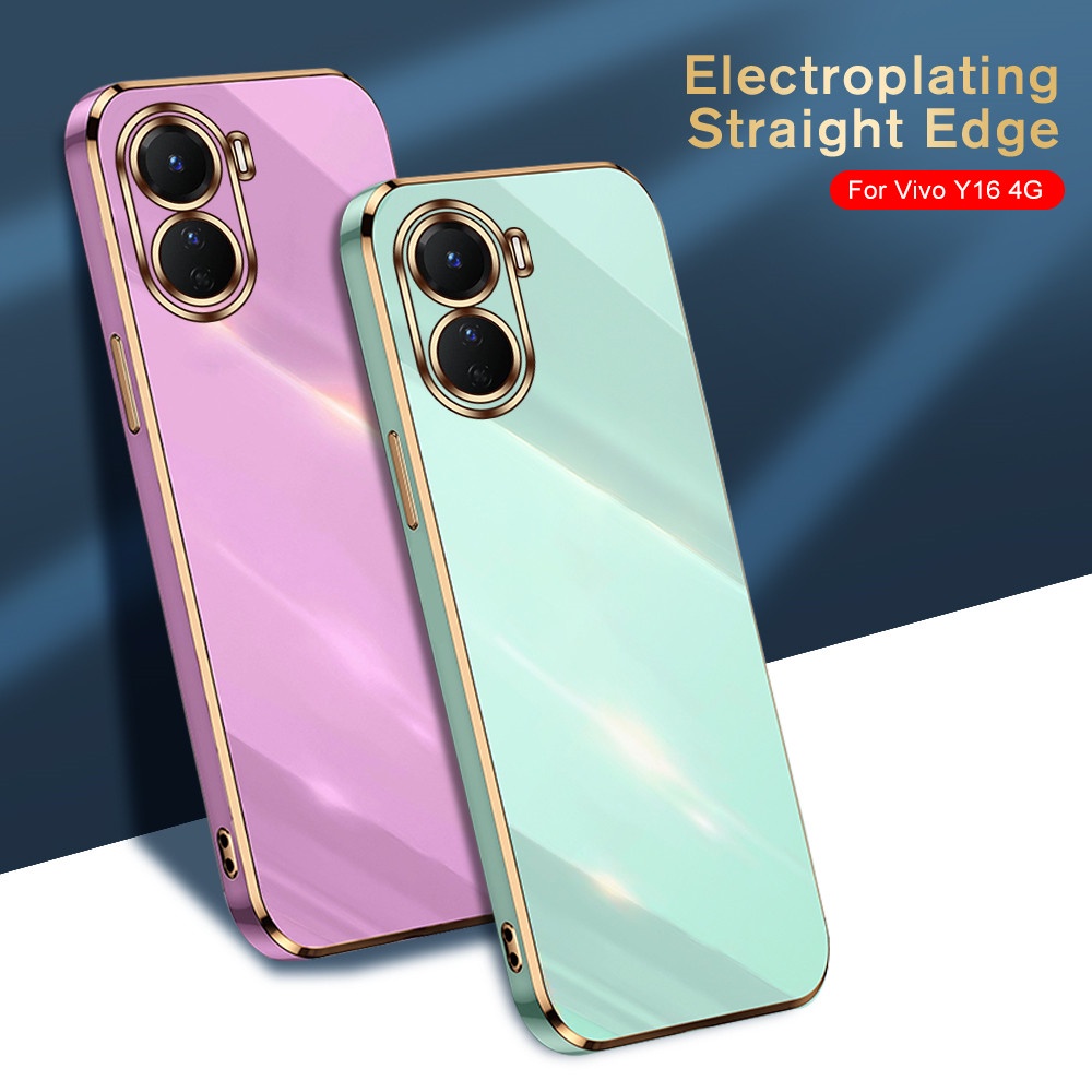 Ốp Điện Thoại Mềm Mạ Điện Mỏng Bảo Vệ Camera Cho Vivo Y16 Y 16 16Y 4G 2022 6.51 "V2214 VivoY16 Fundas