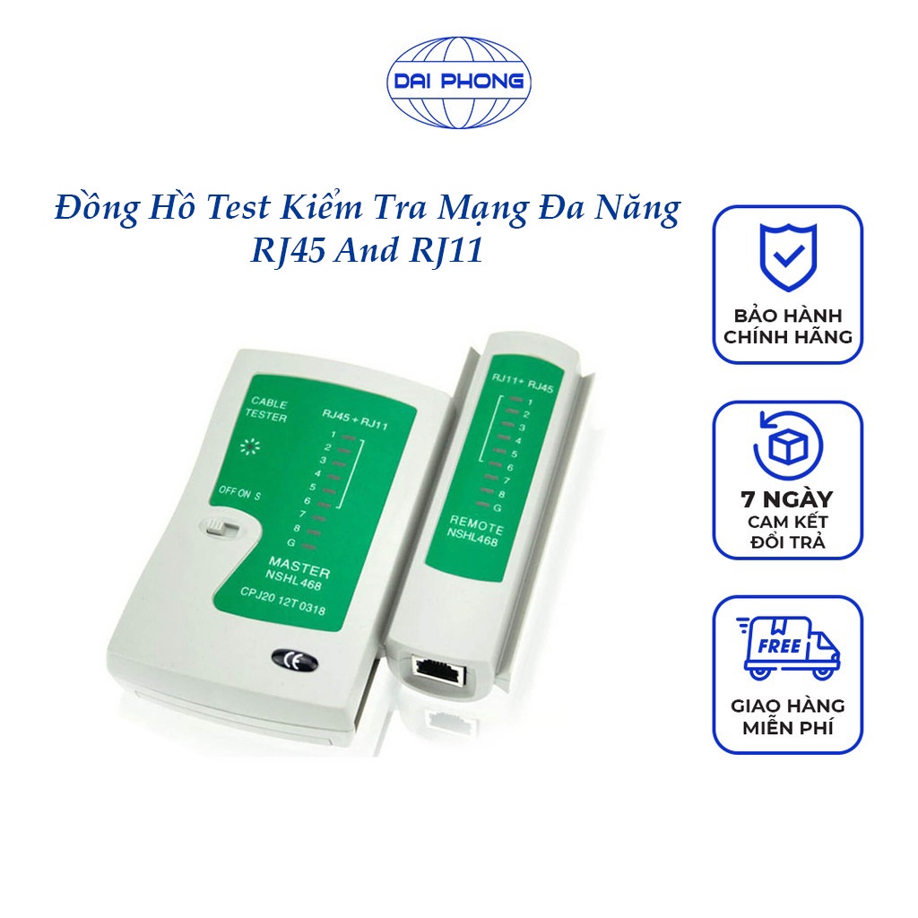 Bộ Test Cáp Mạng (tặng kèm Pin) - Hộp Kiểm Tra Dây Mạng - RJ45 RJ11