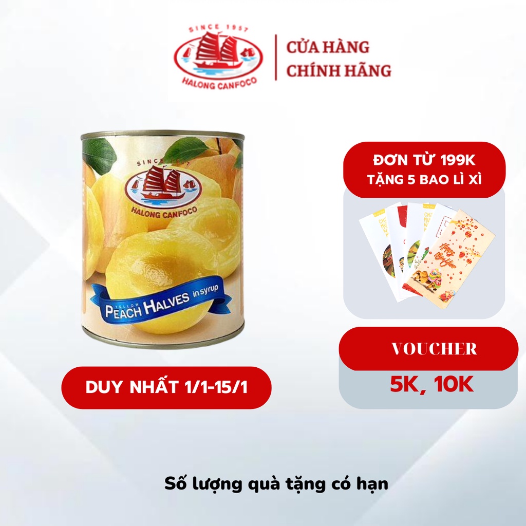 Mã BMLTA50 giảm đến 50K đơn 99K Đào Tươi Ngâm Nước Đường CANfresh 820g -