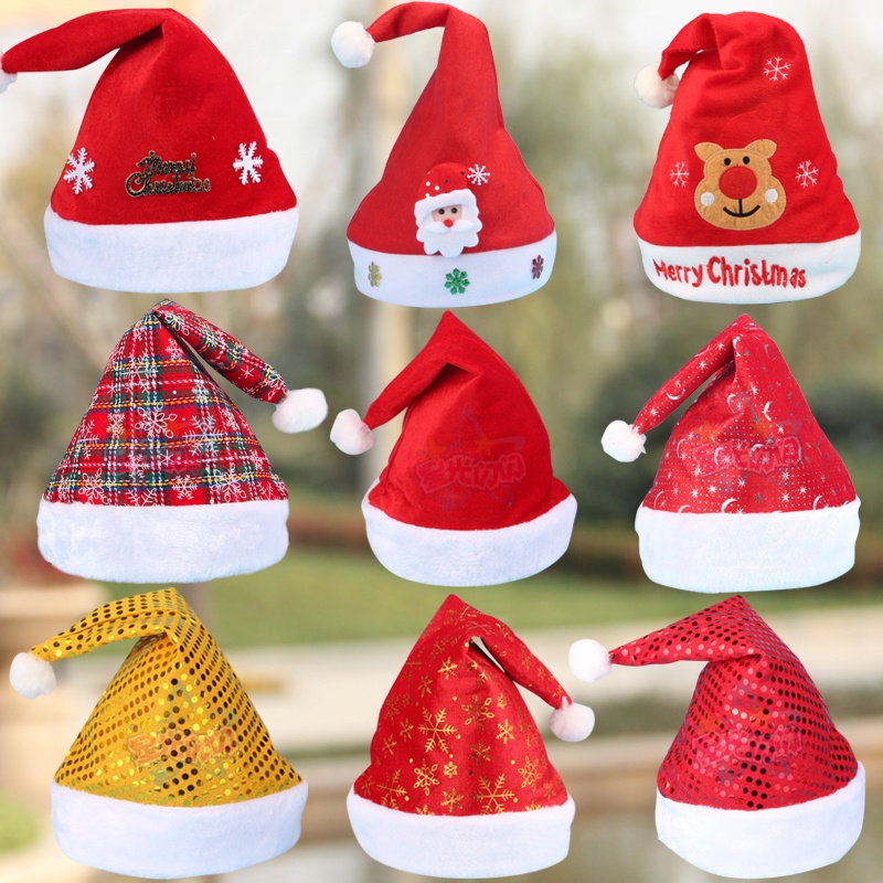 1 mũ ông già noel vải nỉ ấm áp, mũ noel cho bé, mũ noel người lớn