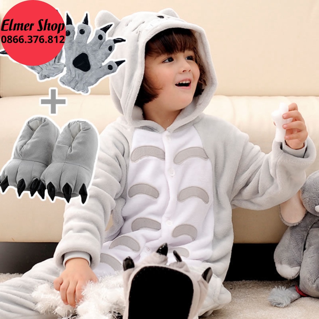 Bộ đồ hình thú cho bé và người lớn Elmer Shop BDTKL04, quần áo mèo Toroto cosplay hoạt hình nhiều màu sắc dễ thương