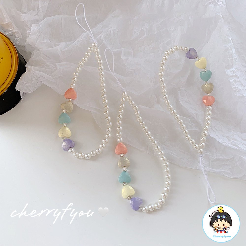 Dây Đeo Điện Thoại Dạng Chuỗi Hạt Ngọc Trai Chống Thất Lạc Cho Nữ