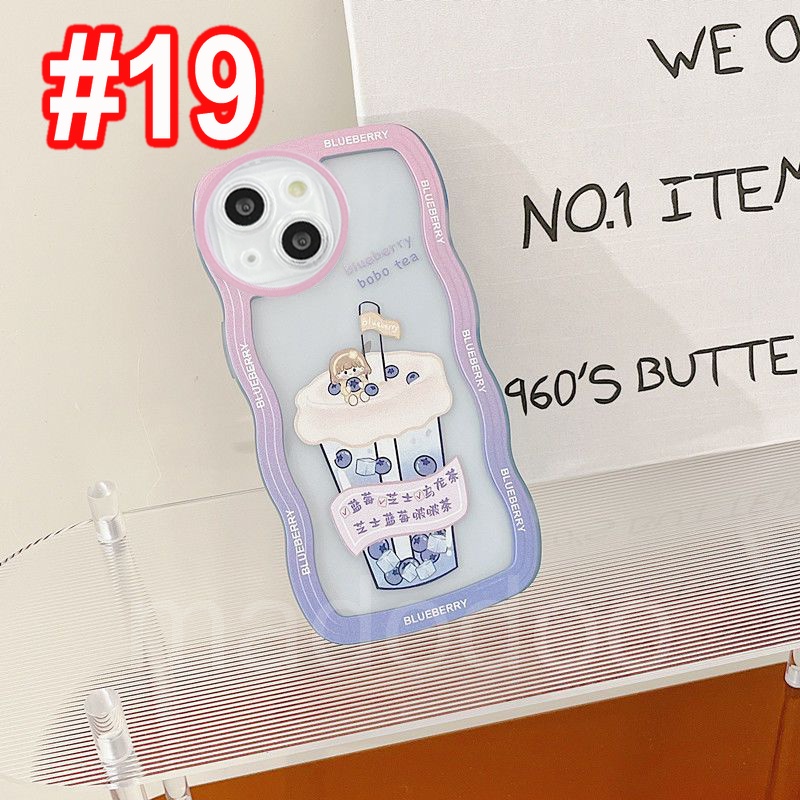 Soft Casing Samsung Galaxy A54 A34 A24 A14 A04 A12 A73 A53 A52 A52S A33 A32 A23 A72 A22 A13 4G 5G A03S A02S A11 A02 A03 A51 A50 A50S A30S A20 A30 A20S A10S A21S M12 M22 M32 M11 M02 Cute Wave Edge Cartoon Blueberry Peach ice Cream Milk Tea Girl  Case BW 19