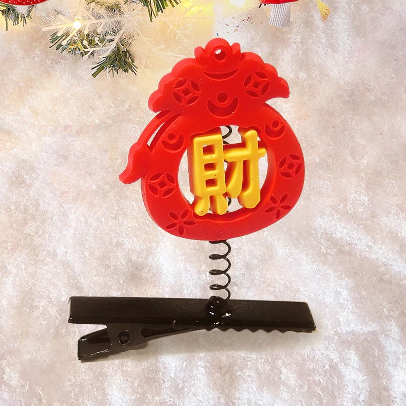 Kẹp tóc thiết kế tông màu đỏ phong cách Trung Hoa mừng năm mới cho bé