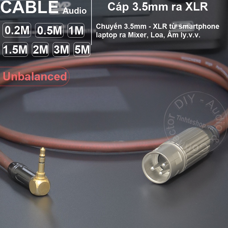 Jack canon ra 3.5 DIY chuyển Micro Mixer Loa Âm ly sang Laptop smartphone - XLR male to 3.5mm cable