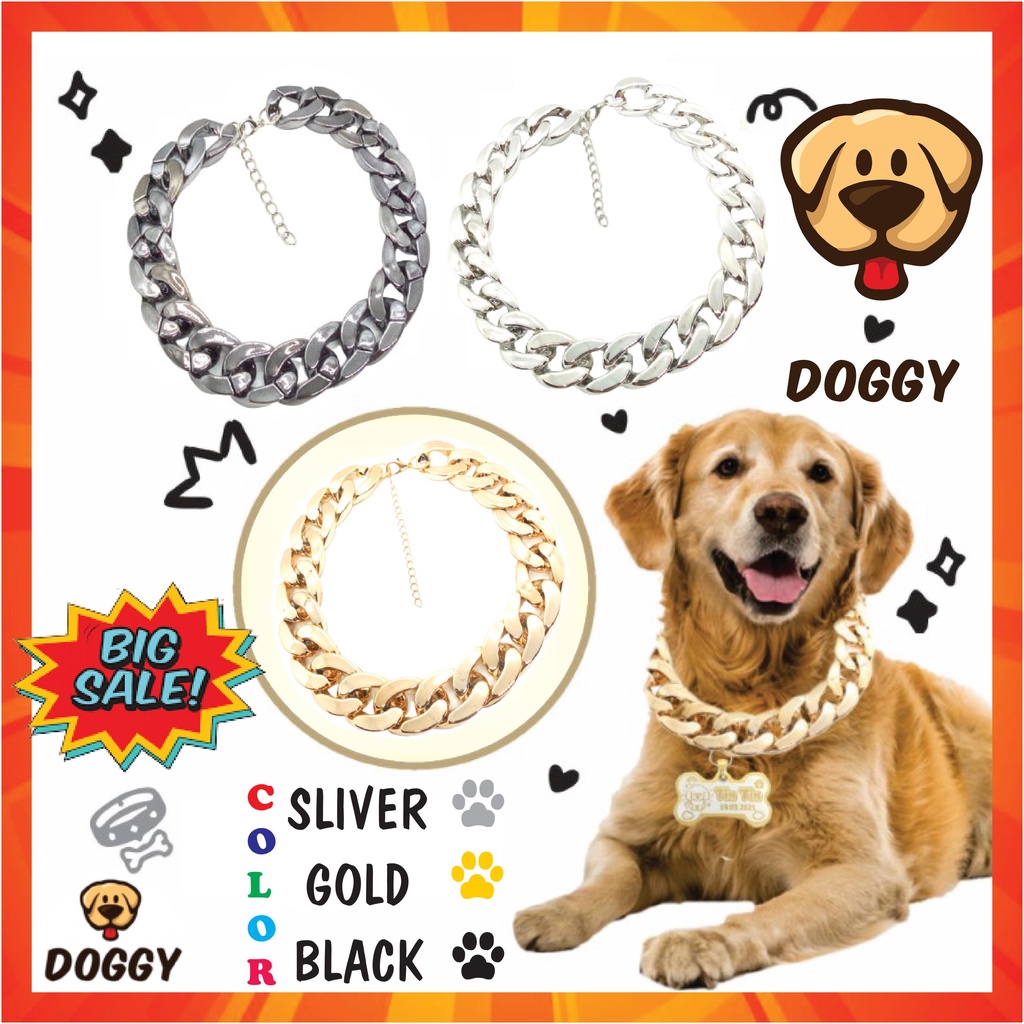 Dây Xích Plastic Màu Vàng, Bạc, Đen - Vòng Đeo Cổ Chó Mèo - Dây Chuyền Cho Thú Cưng