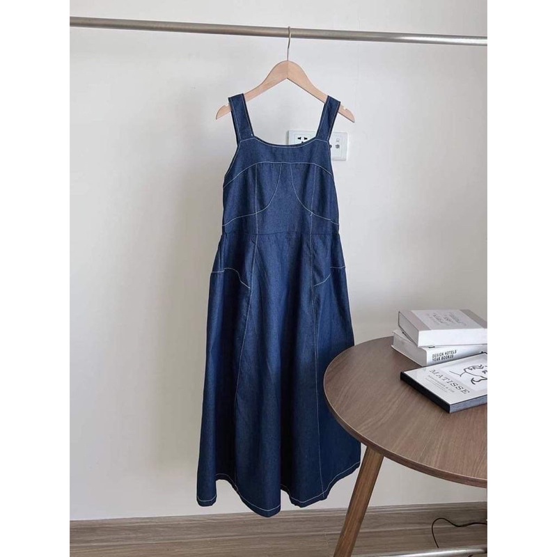 Váy Yếm Bò Viền Chi Chun Lưng Jean